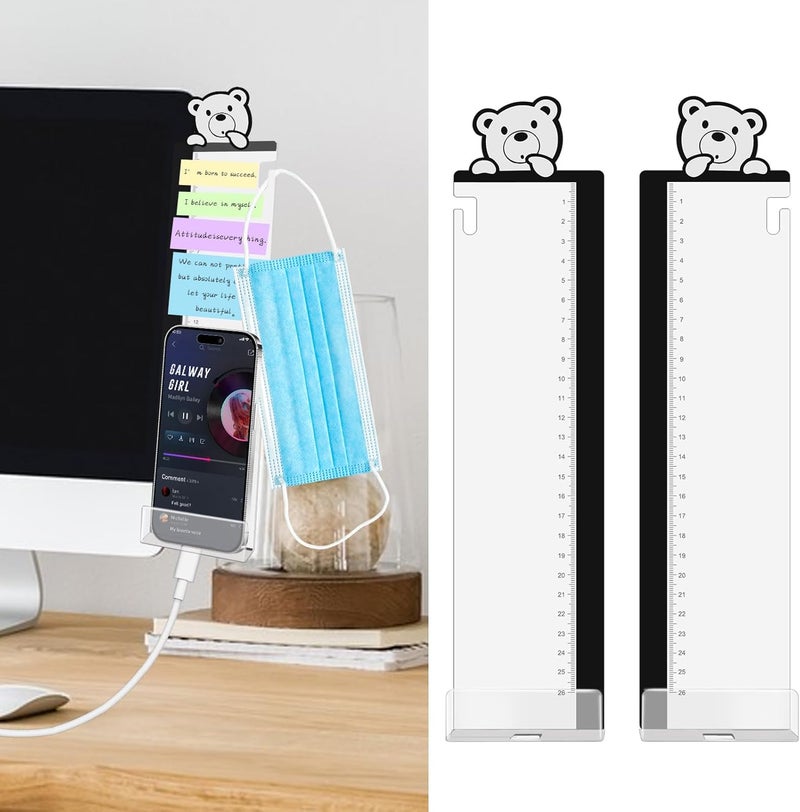edooi Office Desk Accessories 2pcs Monitor Memo Board Computer Message Board - Computer Side Panel Memo Creative Monitor Side Panel with Phone Holder Suitable for Office Home Desktop (with Grease Pencil) - Image 5